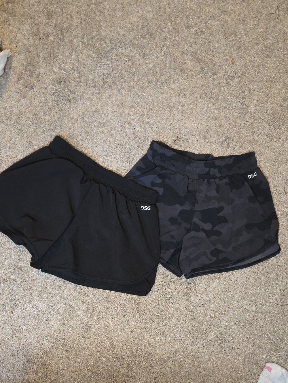 DSG Girl's Black & Black/Charcoal Camo Athletic Shorts - 2 Pairs